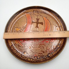 Poole Pottery Aegean Viking Ship Plate 12.5 Inch Abstract Modernist Ceramic MCM