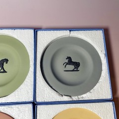 4x Wedgwood Jasperware Horses Small Plates Dishes Complete Set Boxed Exc Cond