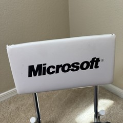 Vintage Microsoft Logo Folding Floor Chair Travel Seat Black White Chrome