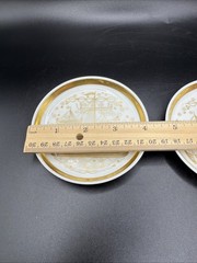 2 Vtg Porcelain Porsgrund Norway Viking Ships 4″ Mini Plate Trinket Dish Coaster