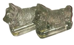 Adorable Vintage Scotty dogs Heavy Glass Bookends Figurines Fun
