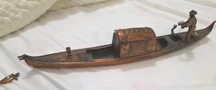 Vintage Gondola Gondolier Music Box Copper Color Plated READ Repair Project