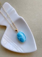 Genuine Natural Larimar Quartz Crystal 18k Pendant certificate
