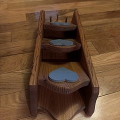 Vintage Hand Crafted Farmhouse Cottage Solid Wood Wall Heart Blue 3 Bin