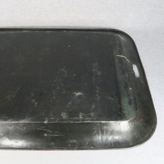 Antique Toleware Pair of Metal Trays Black Hand Painted Floral Stenciled 24″x18″