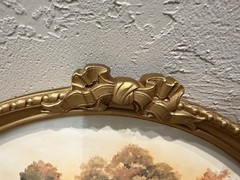 HOMCO AUTUMN HARVEST FAN SHAPE HOLLYWOOD REGENCY GOLD FRAME 1980S LENA LUI EUC