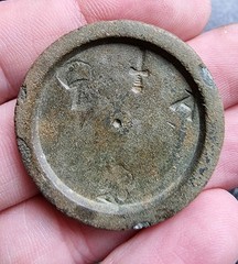 Rare Queen Anne Trade Weight Bronze Detector Find 1702-1714 Antique 34mm 25.18g