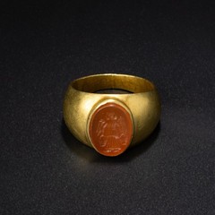 Roman Gold Ring with Carnelian Intaglio Circa 1st-2nd Century AD