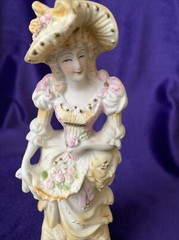 VTG Bisque Edwardian Lady Figurine – Fern Importation- Hand Painted-Japan