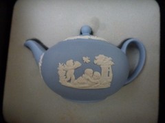 Wedgewood Miniature Blue Jasperware Tea Set 6 Pieces Plus Two Lids With Boxes