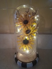 Sunflower Gifts for Women, Sunflowers Artificial Flowers in Glass Dome with LED