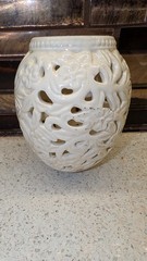 Unbranded White Reticulated Ceramic Egg-Shaped Candle Cover and Scent Diffuser