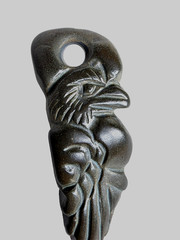 300 BC Ancient Greek Carved Engraved Gemstone Pendant Medallion Amulet Crow