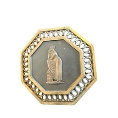 Vintage Greek Mythology Relief Plaques Set Of 6 Octagonal Brass Wall Decor
