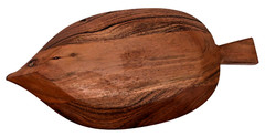 Carved Wood Leaf Tray Stem Handle Nice Grain