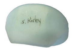 Vintage Fenton Glass Blue Satin Cameo 4.5″ OVAL PICTURE FRAME, Signed S. Kirby
