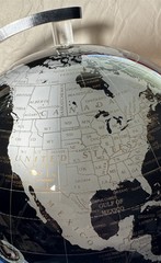 Replogle Black Lucite Globe 12” Modernist Desk Table Globe Sculptural Base