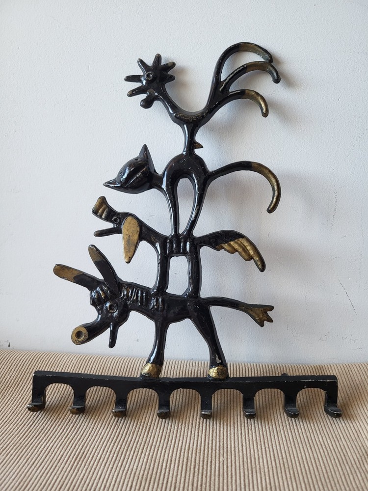 Vintage Wall Hook Bremen Town Musicians Cast Aluminum USSR 8 Hooks 1970s