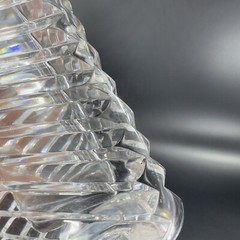Rogaska Clear Crystal Glass Triangle Ribbed Shaped Vase Large Heavy Glass Optic