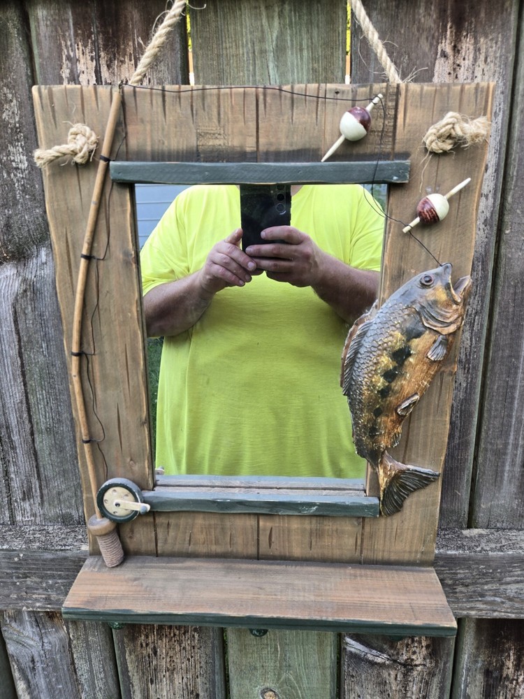 Largemouth Bass Fishing Wall Theme Mirror Cabin Cottage Lake House