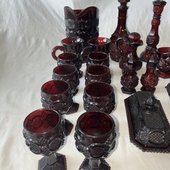 Vtg Avon 1876 Cape Cod Collection 36 Piece Ruby Red Lot -Plates, Butter, Goblets