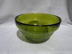 Blenko Glass Works “Deep Green Beehive Tiered” Bowl Signed “ Walter Blenko-2013”