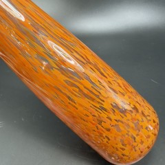 2004 Hand Blown Art Glass Vase Vessel Orange Red Spots Artist Signed Vase VTG