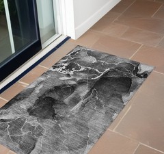 2′ X 3′ Black Gray and White Abstract Washable Non Skid Rug
