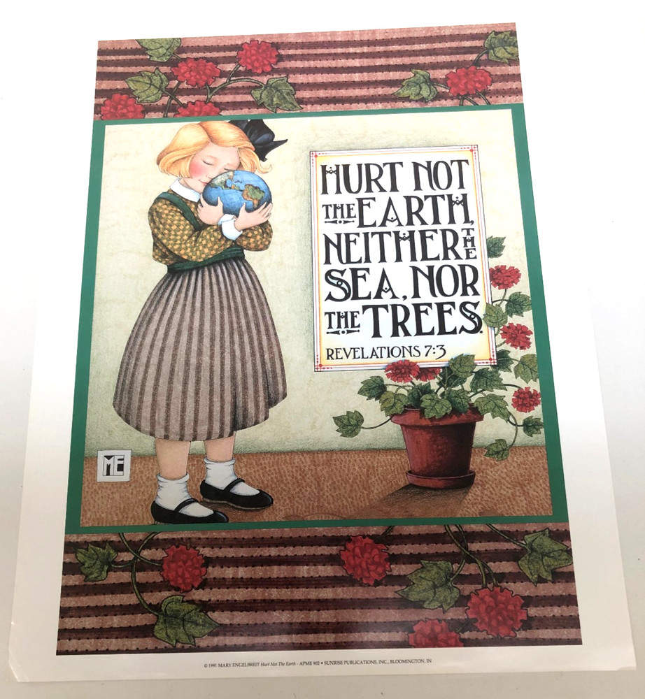 Vintage Mary Engelbreit Poster, Hurt Not The Earth, 16″x20″, 1991 Unframed