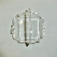 Vintage Modernist GrainWare Clear Lucite Square Apple Basket With Handle