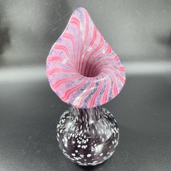 Vintage Hand Blown Art Glass Vase Jack In Pulpit Hand Made Studio Glass Vase VTG