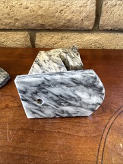 Vintage Pair Carved Stone Marble Horse Head Book Ends Mexico Felt Bottoms
