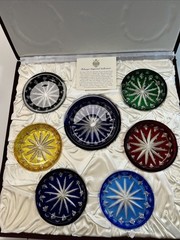 Faberge Imperial Collection 7 Piece Wine Bottle And Coaster Set Signed With Case