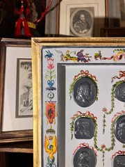 Renaissance Revival Grotesche Painted Frame With Neoclassical Grand Tour Intagli