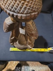 Vintage Hand Carved Wooden Candle Holder 12″ Tall Unknown Animal Depiction