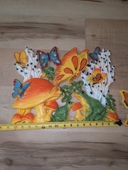 VTG Homco & Universal Statuary 3-D Wall Art Decor Mushroom Frog Butterfly MCM