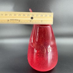 Hand Blown Studio Art Glass Vase Hand Made Glassware Vessel Red Open Top Vase