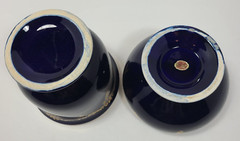 Enesco Japan Imports Cobalt Blue Gold Lidded Dish and Vase Set, Vintage
