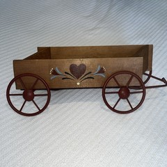 Vintage Home Interiors Decor Wood Wagon Country Cottage Farmhouse Wall Pocket