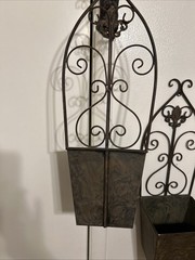 Deco 79 Metal Scroll Wall Planters 27”H X 8.5”H Fleur De Lis Accents Set of 2