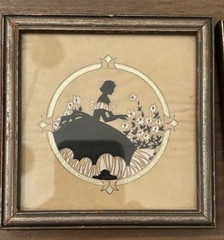 BUZZA COMPANY 1920s VICTORIAN SILHOUETTE VINTAGE LOT OF 3 CRAFTACRES FRAMED 4X4
