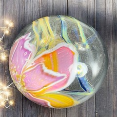 1985 Glasshouse Studios Signed Hand Blown Art Glass Oil Lamp Vase Paperweight