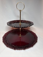 Vintage Avon The 1876 Cape Cod Collection Ruby Red Two Tier Server