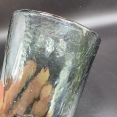 Fire and Light Recycled Glass Tumbler Charcoal Barware Glasses 4.5inch Set 2 VTG