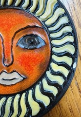 Vtg 1960’s Set of 4 Fitz And Floyd Sun Face Plate Ceramic Trinket Dish MCM Japan
