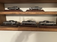 1984 Avon Pewter Car Collectibles Set of 5 as seen on Wood Bases