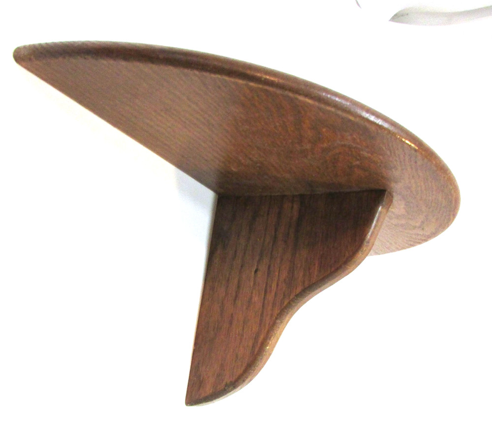 Vintage Traditional Solid Oak Wood Half Circle Round Sconce Wall Shelf 7x7x15