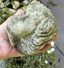 Vtg Concrete HEAD Salvaged Cement Garden STATUE Old Weathered Gothic-Child Bust!