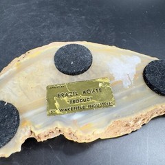 Vintage Carved Brazil Agate Stone Dish Ashtray Decor Wakefield Industries Vtg