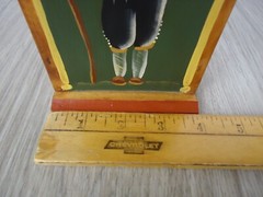 VTG Norwegian Folk Toll Paint Wooden Match Box Wall Pocket Signed 80s Pipe Man
